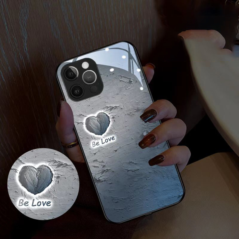 Oil Painting Heart-themed Phone Case with Light-up Feature for Incoming Calls